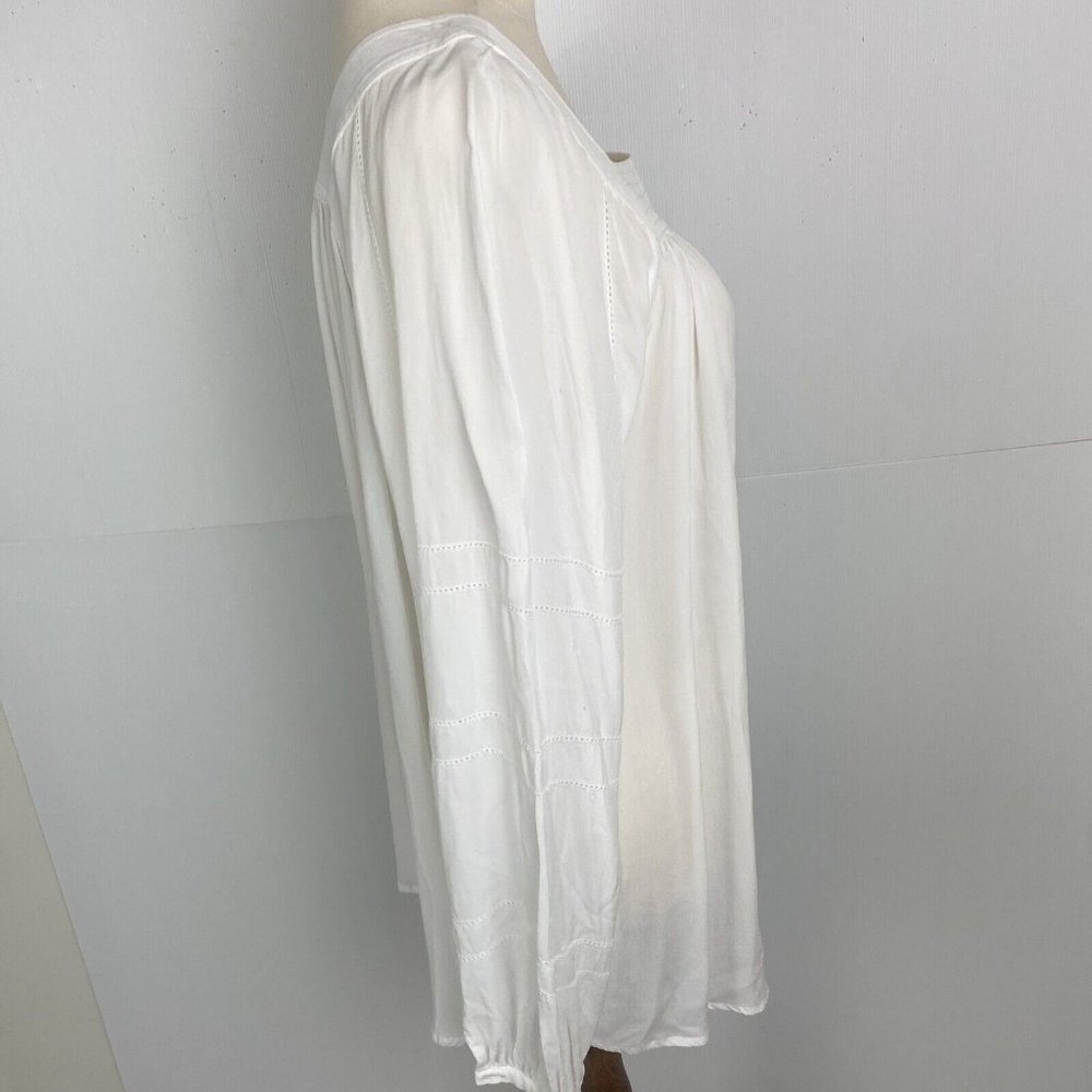 Witchery Size 10 Women's Top Blouse White Relaxed Long Sleeve - Picture 6 of 11